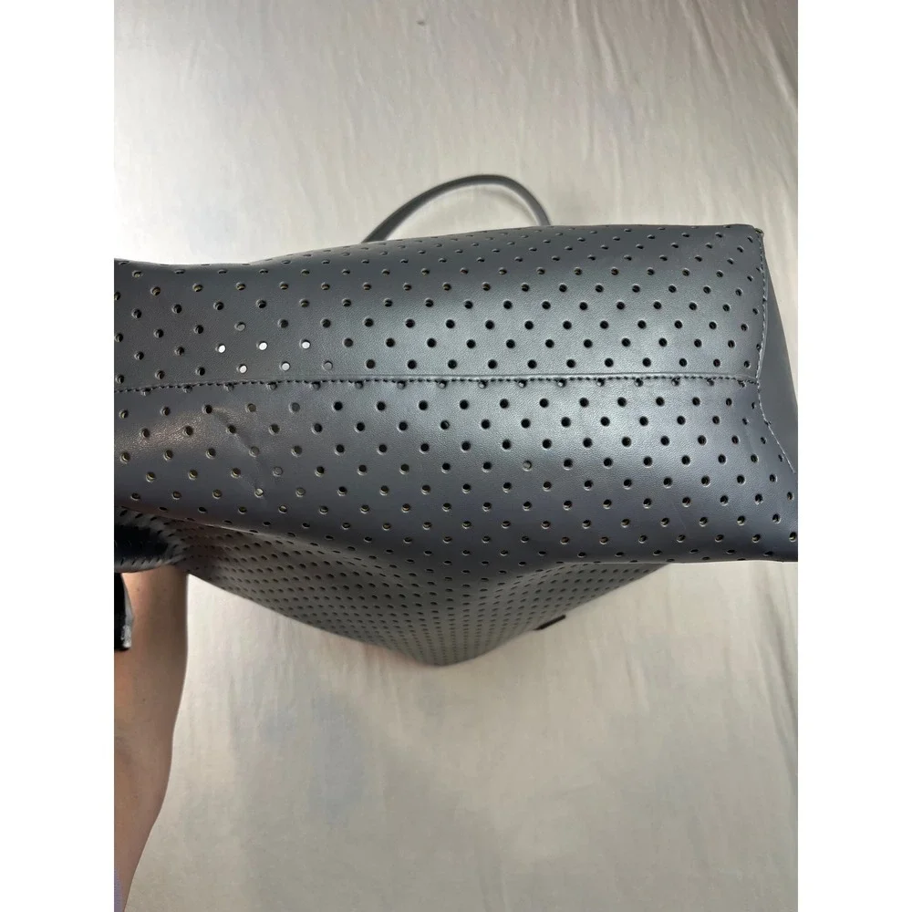 J.Crew Perforated Faux Leather Tote Bag Gray Laser Cut E8013 NEW